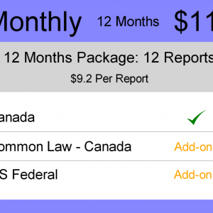 Canada Trademark Watch Package : Monthly 12 Months